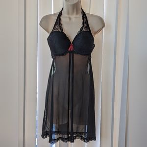 MARILYN MONROE INTIMATES LARGE BABYDOLL PADDED HALTER SHEER L